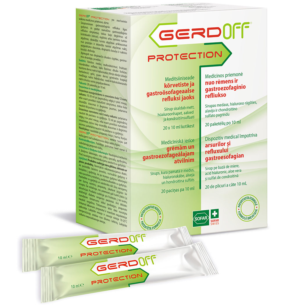 Gerdoff Protection syrup for heartburn, 20 packs